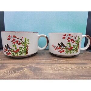 Bird Bamboo Ceramic Mug Set of 2